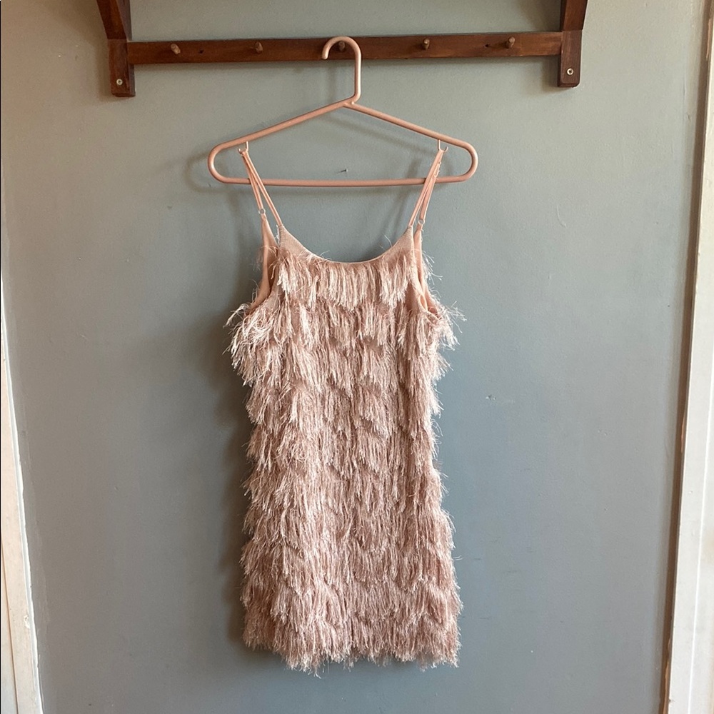 Chic Pink Feathered Dress